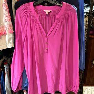 Lilly Pulitzer pink silk blouse